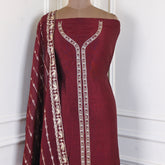 Khadi Brown Unstitched Suit